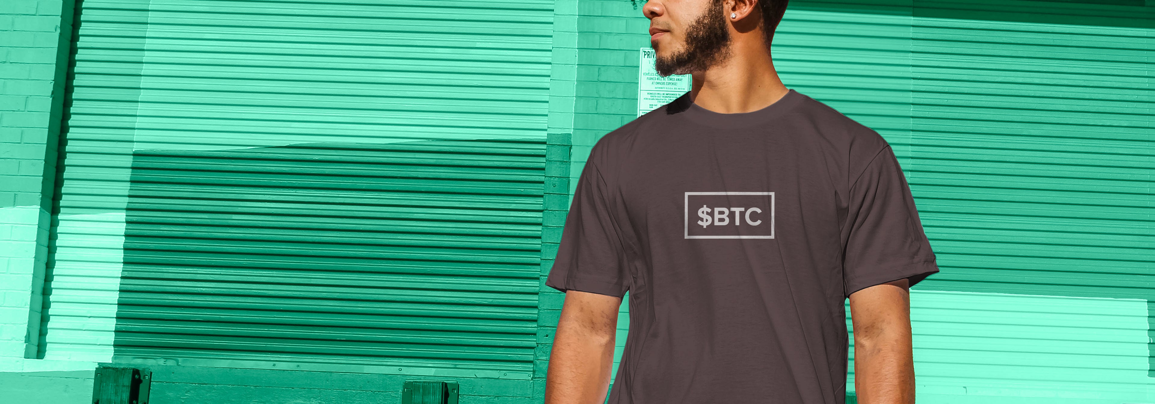 Gray t-shirt with $BTC text design
